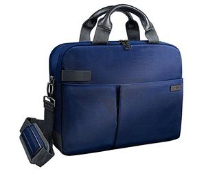 Leitz Sac pour ordinateur 13.3“, 18 poches de rangement, Bleu, Polyester Déperlant et Cuir Véritable, Smart Traveller, 60390069