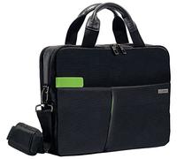 Leitz Sac pour ordinateur 13.3“, 18 poches de rangement, Noir, Polyester Déperlant et Cuir Véritable, Smart Traveller, 60390095