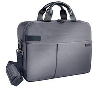 Leitz Sac pour ordinateur 15.6“, 18 poches de rangement, Gris, Polyester Déperlant et Cuir Véritable, Smart Traveller, 60160084