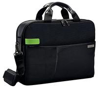 Leitz Sac pour ordinateur 15.6“, 18 poches de rangement, Noir, Polyester Déperlant et Cuir Véritable, Smart Traveller, 60160095