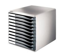 Leitz Set A Formulaires,10 Tiroirs, Gris-Clair/Gris-Fonc¿