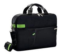 LEITZ Smart Travel - Sacoche ordinateur 15,6 pouces noire, polyester étanche, poignées cuir