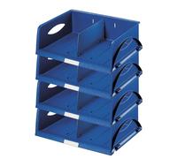 Leitz Sorty 52300035 Lot de 4 corbeilles de Rangement Format Paysage A4 Maxi - Système de tri et de Rangement idéal pour Les Bureaux de Poste et Les salles de Copie - Bleu