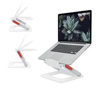 LEITZ - Support pour Ordinateur Portable 13" à 15" avec Hauteur & Angle Réglables et 6 Pré-réglages, Format Compact, 63% Plastique Recyclé & 100% Recyclable, Gamme Ergo, Coloris Blanc (64240001)