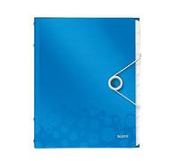 Leitz Trieur A4, Contient jusqu'à 200 Feuilles, Index Intégré à 12 Onglets, Fermeture Élastique, Bleu Métallisé, WOW, 46340036