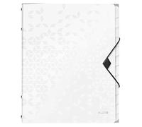 Leitz Trieur A4 WOW – Jusqu'à 200 feuilles, index intégré à 12 onglets, fermeture élastique, blanc