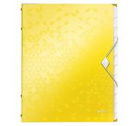 Leitz Trieur A4, Contient jusqu'à 200 Feuilles, Index Intégré à 12 Onglets, Fermeture Élastique, Jaune, WOW, 46340016