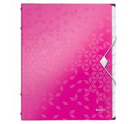 Leitz Trieur Wow A4 – Polypropylène métallisé, 12 onglets indexés, fermeture élastique, Rose