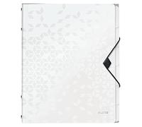 Leitz Trieur A4, Contient jusqu'à 200 Feuilles, Index Intégré à 6 Onglets, Fermeture Élastique, Blanc, WOW, 46330001