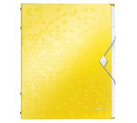 Leitz Trieur A4, Contient jusqu'à 200 Feuilles, Index Intégré à 6 Onglets, Fermeture Élastique, Jaune, WOW, 46330016