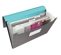Leitz Urban Chic Classeur Ménager avec 6 compartiments/fermeture élastique Couverture plastique souple A4 capacité 250 feuilles index intégré Gris Foncé