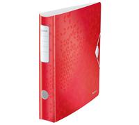 Leitz Wow 11070026 Metallic Red A4 Binder, Curved Spine, 65 mm Width, Elastic At
