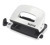 Leitz - Mini-perforateur WOW 50601001 - 10 feuilles, réglette de guidage, métal, blanc