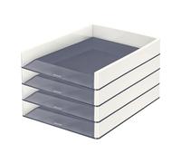 Leitz Wow 53611001 Duo Colour Lot de 4 corbeilles à courrier Blanc