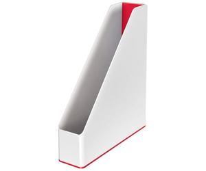 Leitz WOW 53621026 Range-revues A4 pour ranger des documents et magazines, idéal pour le bureau, la maison et l'école, design bicolore, blanc/rouge