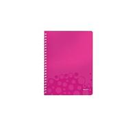 Leitz wow cahier 160 pages à spirale quadrillé 5x5 (petits carreaux) a4 (21 x 297 cm) rose métallisé 46380023