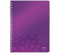 Leitz wow cahier 160 pages à spirale quadrillé 5x5 (petits carreaux) a4 (21 x 297 cm) violet métallisé 46380062 G