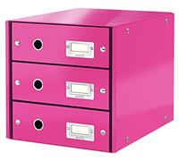 Leitz Wow Click & Store 60480023 Bloc de Classement à 3 Tiroirs A4 Rose