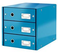 Leitz Wow Click & Store 60480036 Bloc de Classement à 3 Tiroirs A4 Bleu