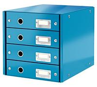 Leitz Wow Click & Store 60490036 Bloc de Classement à 4 Tiroirs A4 Bleu