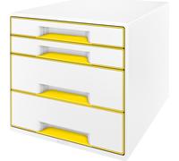 Leitz WOW Cube 4 tiroirs Blanc | Jaune