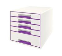 Leitz Cube de bureau Wow 5 tiroirs (1 grand, 4 petits) Blanc Enfants