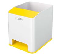 Leitz Pot à crayons 53631016 WOW avec amplificateur de son Blanc/Jaune