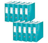 Leitz Wow Lot de 10 Classeur à Levier 180° en Carton Pelliculé Dos de 8 cm - Menthe