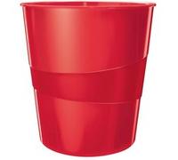 Leitz Poubelle à papier WOW – design en plastique solide 15 L – Rouge