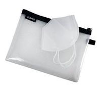 Leitz WOW Trousse de Voyage, Résistante à l'Eau, Transparente, Idéale pour une Organisation et un Rangement Visuels, Moyenne (A5) - Noire
