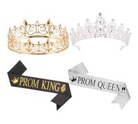 Leixi Ensemble couronnes et écharpes pour roi et reine de bal de fin d'année 2025, accessoires de costume pour fête