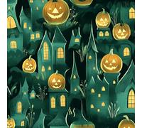 LeIxIaO Papier Peint Citrouille D'Halloween Épaissir Mat Auto Adhésif 44x1000 cm Château Vert Comptoir Contact Papier Stickers Muraux pour Bains Salon Chambre Meubles Autocollants Amovible