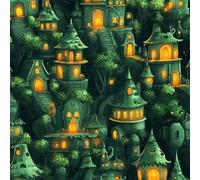 LeIxIaO Papier Peint Citrouille D'Halloween Épaissir Mat Auto Adhésif 44x1000 cm Château Vert Comptoir Contact Papier Stickers Muraux pour Bains Salon Chambre Meubles Autocollants Amovible