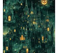 LeIxIaO Papier Peint Citrouille D'Halloween Épaissir Mat Auto Adhésif 44x200 cm Château Vert Comptoir Contact Papier Stickers Muraux pour Bains Salon Chambre Meubles Autocollants Amovible