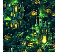 LeIxIaO Papier Peint Citrouille D'Halloween Épaissir Mat Auto Adhésif 44x200 cm Château Vert Comptoir Contact Papier Stickers Muraux pour Bains Salon Chambre Meubles Autocollants Amovible