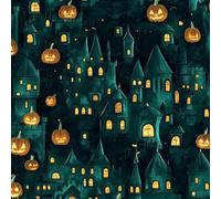 LeIxIaO Papier Peint Citrouille D'Halloween Épaissir Mat Auto Adhésif 44x300 cm Château Vert Comptoir Contact Papier Stickers Muraux pour Bains Salon Chambre Meubles Autocollants Amovible