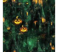 LeIxIaO Papier Peint Citrouille D'Halloween Épaissir Mat Auto Adhésif 44x300 cm Château Vert Comptoir Contact Papier Stickers Muraux pour Bains Salon Chambre Meubles Autocollants Amovible