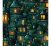 LeIxIaO Papier Peint Citrouille D'Halloween Épaissir Mat Auto Adhésif 44x300 cm Château Vert Comptoir Contact Papier Stickers Muraux pour Bains Salon Chambre Meubles Autocollants Amovible
