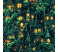 LeIxIaO Papier Peint Citrouille D'Halloween Épaissir Mat Auto Adhésif 44x600 cm Château Vert Comptoir Contact Papier Stickers Muraux pour Bains Salon Chambre Meubles Autocollants Amovible