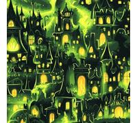 LeIxIaO Papier Peint Citrouille D'Halloween Épaissir Mat Auto Adhésif 44x600 cm Château Vert Comptoir Contact Papier Stickers Muraux pour Bains Salon Chambre Meubles Autocollants Amovible
