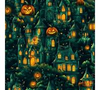 LeIxIaO Papier Peint Citrouille D'Halloween Épaissir Mat Auto Adhésif 44x600 cm Château Vert Comptoir Contact Papier Stickers Muraux pour Bains Salon Chambre Meubles Autocollants Amovible