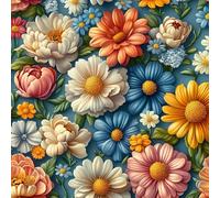 LeIxIaO Papier Peint Fleurs Colorées Épaissir Mat Auto Adhésif 44x300 cm Rétro Comptoir Contact Papier Stickers Muraux pour Bains Salon Chambre Meubles Autocollants Amovible