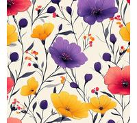 LeIxIaO Papier Peint Fleurs Kawaii Épaissir Mat Auto Adhésif 44x1000 cm Violet Comptoir Contact Papier Stickers Muraux pour Bains Salon Chambre Meubles Autocollants Amovible