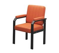 LEIYTFE Chaises De Salle De Conférence Chaises Modernes en Cuir À Dossier Moyen Chaise De Bureau De Réunion sans roulettes, avec Accoudoirs Rembourrés pour L'accueil des Visiteurs(Orange,Black Legs)