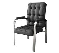 LEIYTFE Fauteuil D'appoint en Simili Cuir avec Accoudoirs Rembourrés,Fauteuils De Bureau Minimalistes,Pieds en Acier Au Carbone, Fauteuil De Bureau pour Maison(Dark Grey,Sliver Legs)