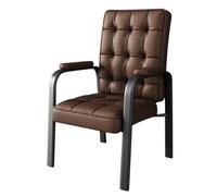 LEIYTFE Fauteuil D'appoint en Simili Cuir avec Accoudoirs Rembourrés,Fauteuils De Bureau Minimalistes,Pieds en Acier Au Carbone, Fauteuil De Bureau pour Maison(Coffee Brown,Black Legs)
