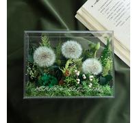 LEIYTFE Fleurs éternelles Cadeaux d'anniversaire pour Maman,Décorations Florales en Fleurs Naturelles, Couvercle de Protection en Acrylique,Livraison de Fleurs fraîches en Prime(Dandelion Green)