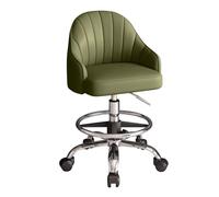 LEIYTFE Heavy Duty Rolling Stool Chair with Wheels Lifting Office Chairs with Footrest Drafting Chair,Back Support, Armrest,Smooth Movement Bar Stools(Groen)