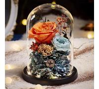 LEIYTFE Livraison De Vraies Roses Et Fleurs, Bouquet De Fleurs Stabilisées,Cadeaux Romantiques pour Un Anniversaire De Mariage, pour La Décoration De La Maison(Orange)