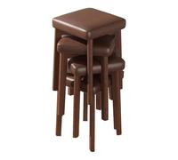 LEIYTFE Lot De 4 Tabouret Empilables en Bois De 47,8 Cm Tabouret Empilables pour Salles De haises sans Dossier Faciles À Transporter,Tabourets De Salle À Manger pour Les Réceptions(Bruin,B)